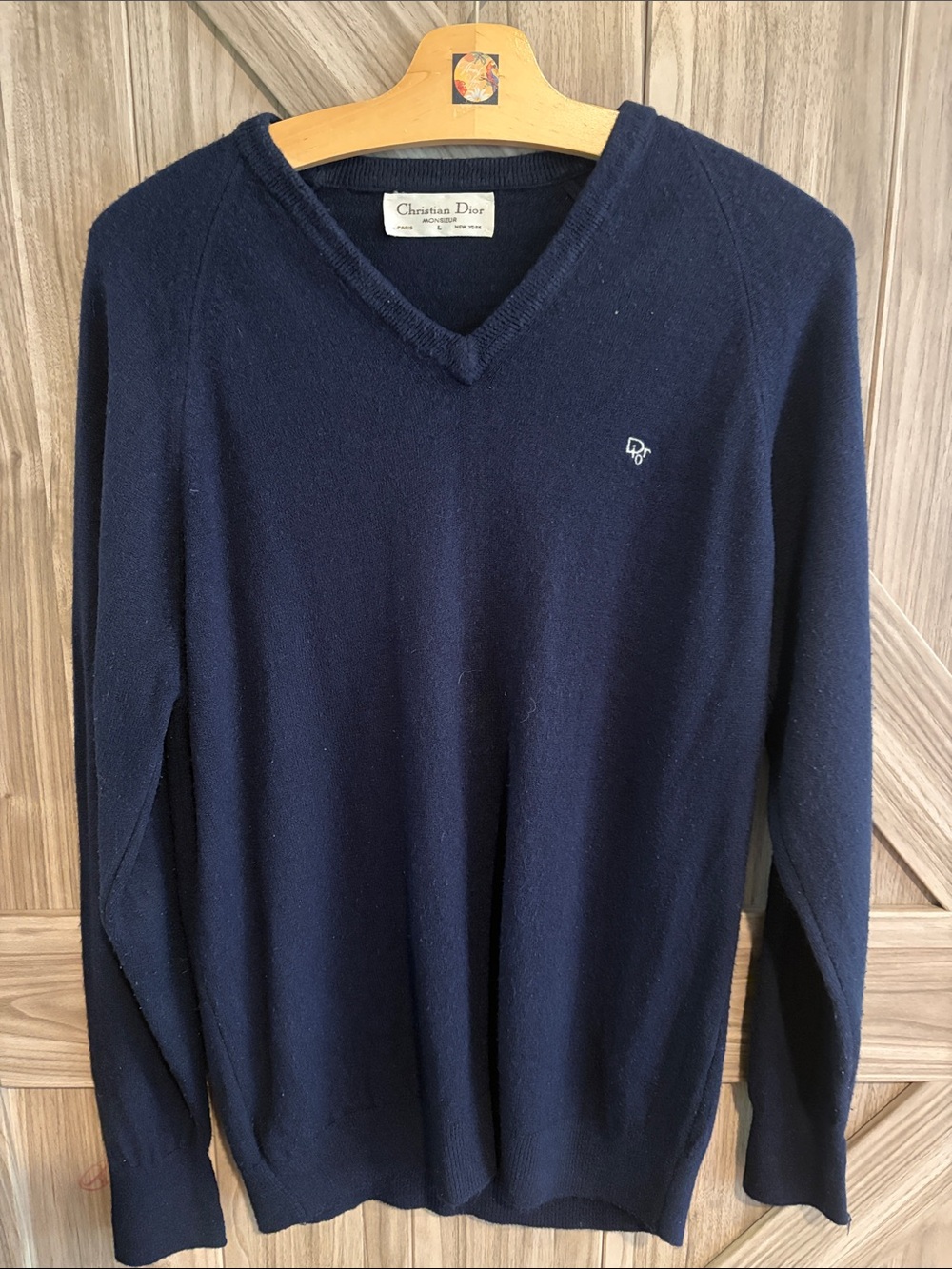Vintage Wool Dior Men’s Dark Navy V-Neck Sweater